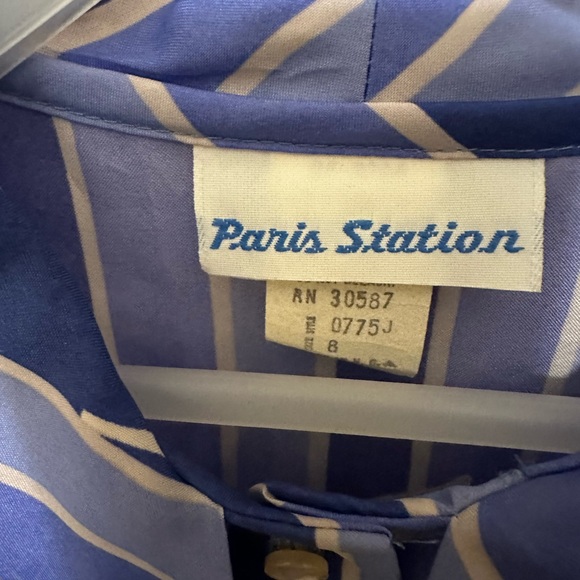 Paris Station Vintage Polyster Neck-tie Blouse | Sz 8 - Picture 2 of 3